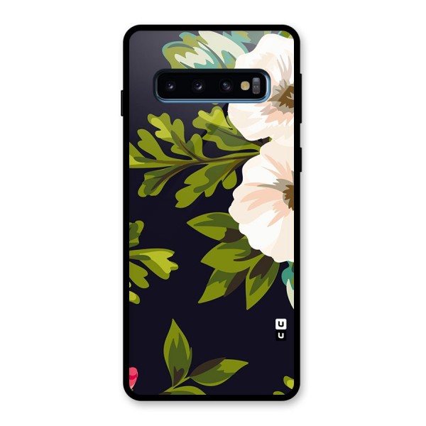 Floral Leaves Glass Back Case for Galaxy S10