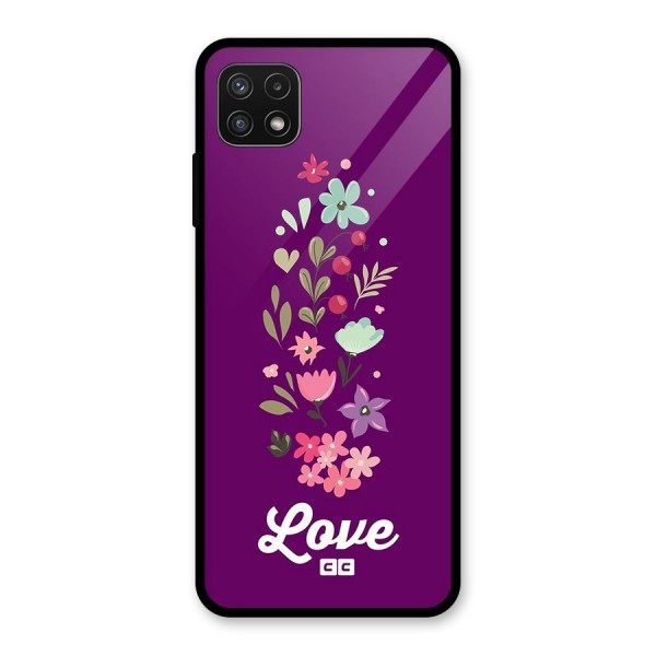 Floral Love Glass Back Case for Galaxy A22 5G