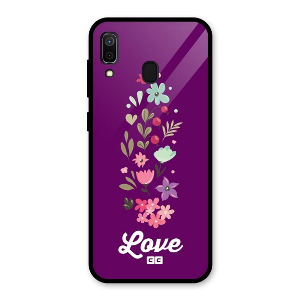 Floral Love Glass Back Case for Galaxy A30