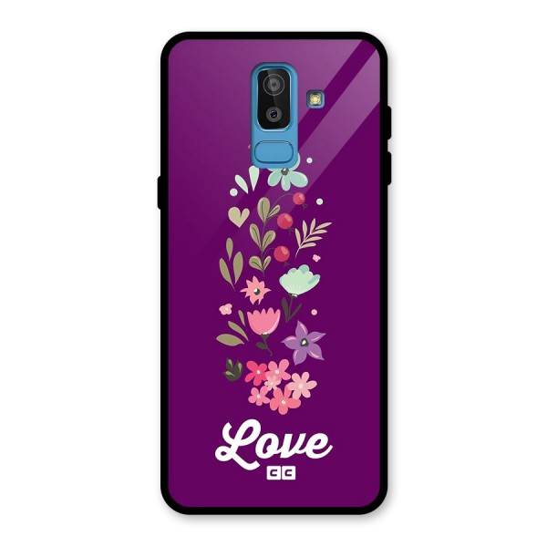 Floral Love Glass Back Case for Galaxy J8