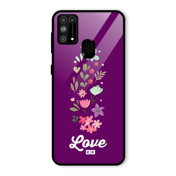 Floral Love Glass Back Case for Galaxy M31