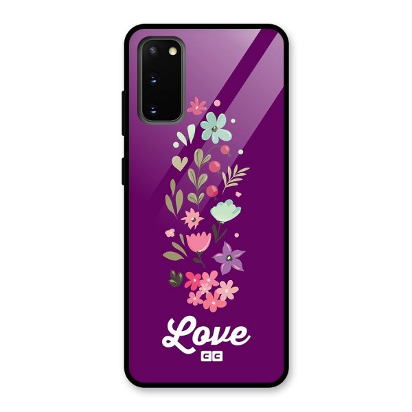 Floral Love Glass Back Case for Galaxy S20