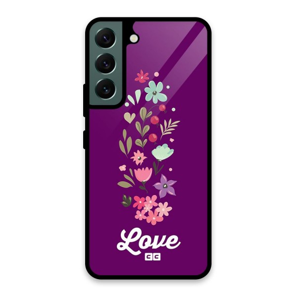 Floral Love Glass Back Case for Galaxy S22 5G