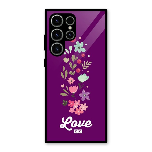Floral Love Glass Back Case for Galaxy S23 Ultra