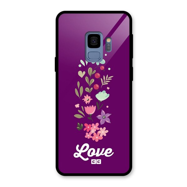 Floral Love Glass Back Case for Galaxy S9