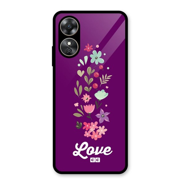 Floral Love Glass Back Case for Oppo A17