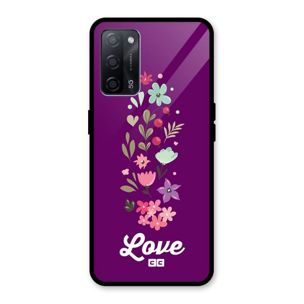 Floral Love Glass Back Case for Oppo A53s 5G