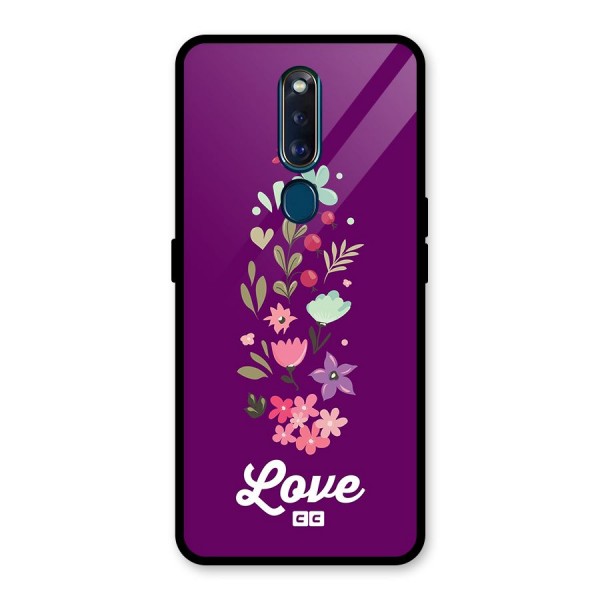 Floral Love Glass Back Case for Oppo F11 Pro