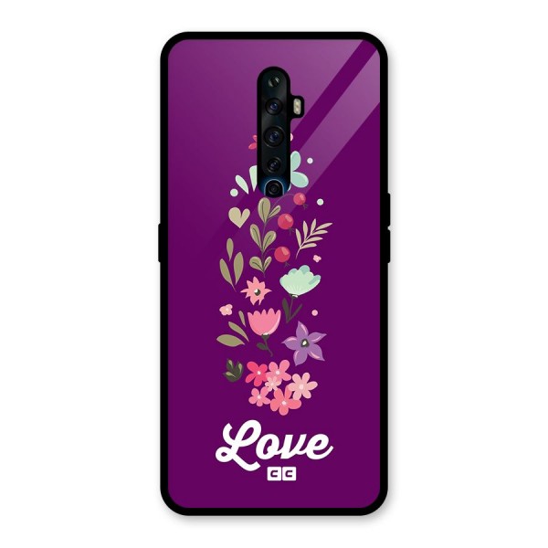 Floral Love Glass Back Case for Oppo Reno2 Z