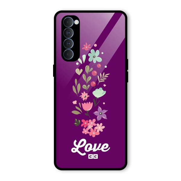 Floral Love Glass Back Case for Oppo Reno4 Pro