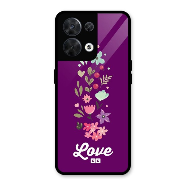 Floral Love Glass Back Case for Oppo Reno8 5G