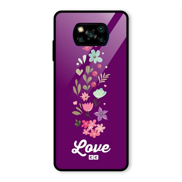 Floral Love Glass Back Case for Poco X3 Pro