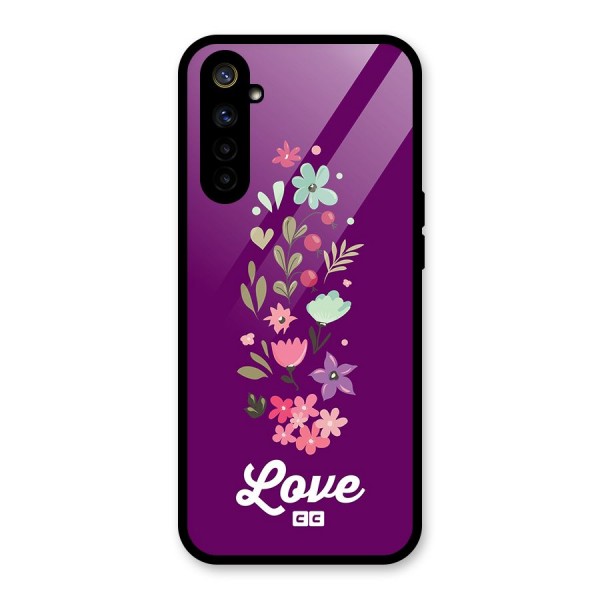 Floral Love Glass Back Case for Realme 6i