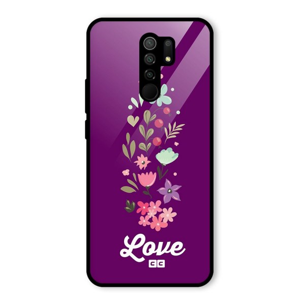 Floral Love Glass Back Case for Redmi 9 Prime