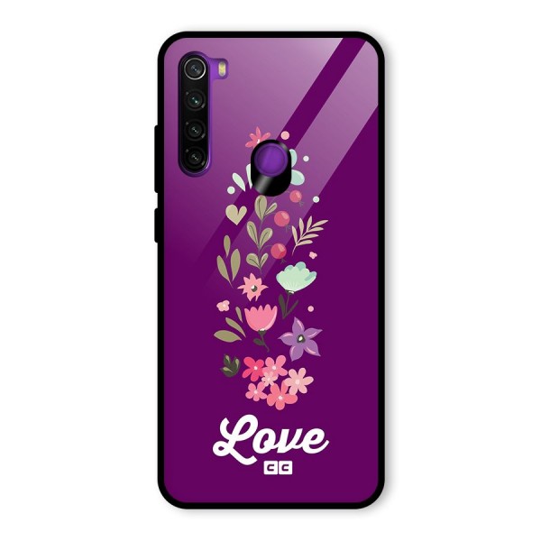 Floral Love Glass Back Case for Redmi Note 8