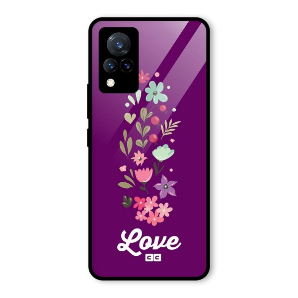 Floral Love Glass Back Case for Vivo V21 5G