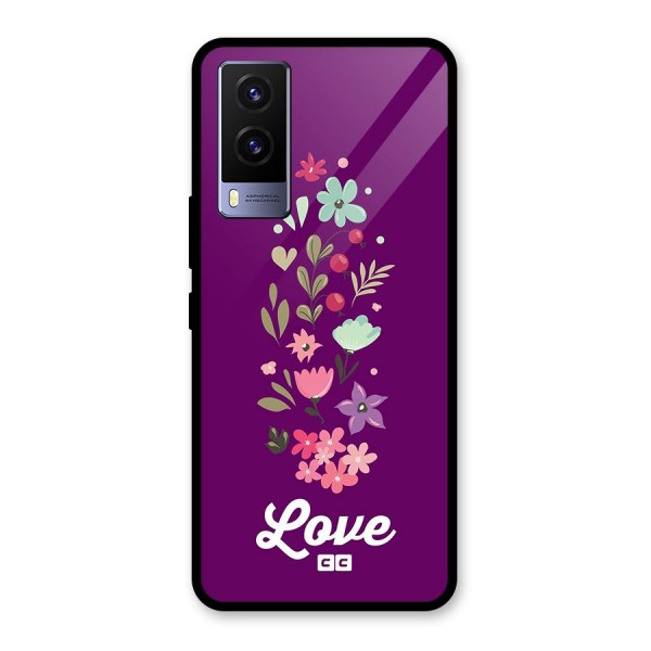 Floral Love Glass Back Case for Vivo V21e 5G