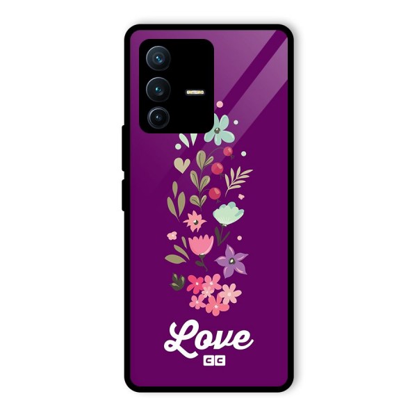 Floral Love Glass Back Case for Vivo V23 Pro