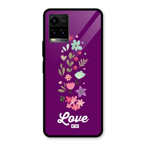 Floral Love Glass Back Case for Vivo Y21A