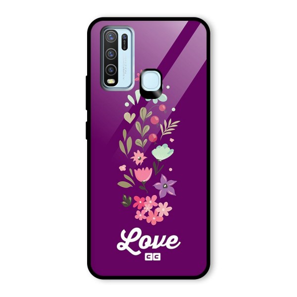 Floral Love Glass Back Case for Vivo Y30