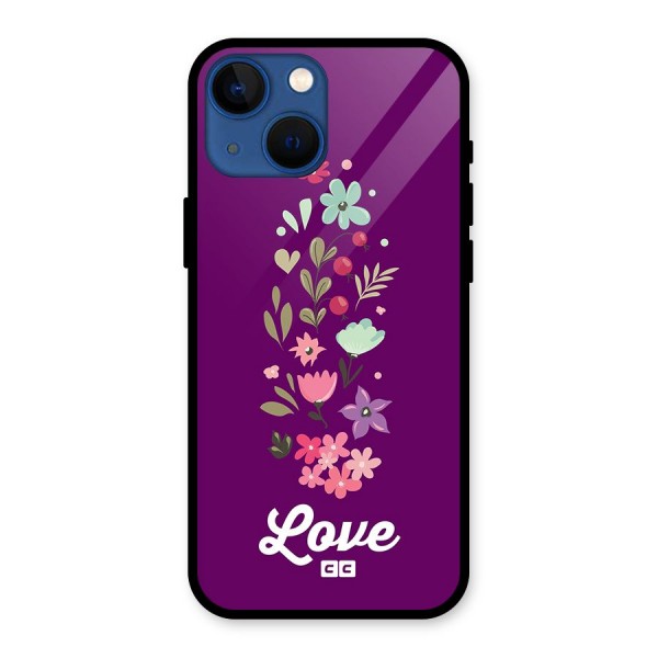 Floral Love Glass Back Case for iPhone 13 Mini