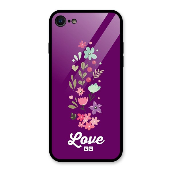 Floral Love Glass Back Case for iPhone 8