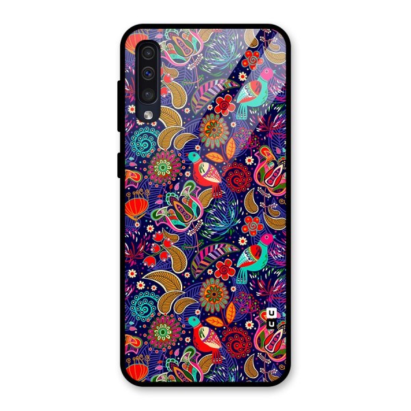 Floral Seamless Pattern Spring Flowers Glass Back Case for Galaxy A30s