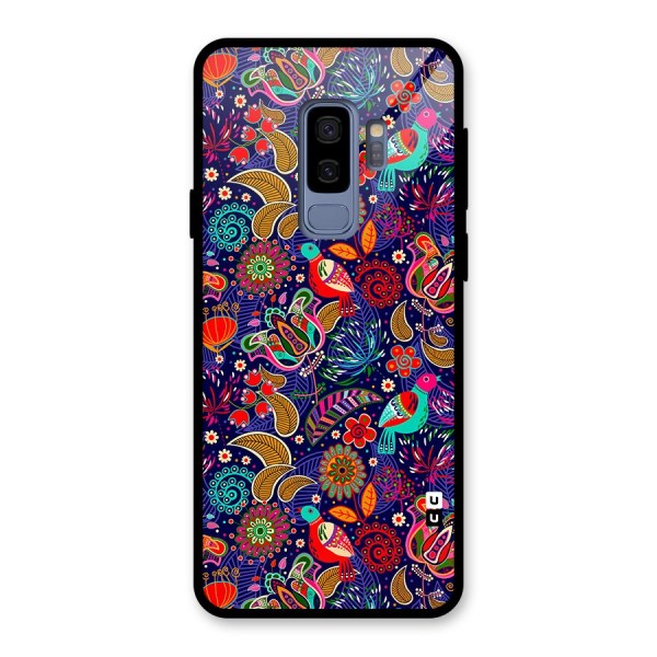 Floral Seamless Pattern Spring Flowers Glass Back Case for Galaxy S9 Plus