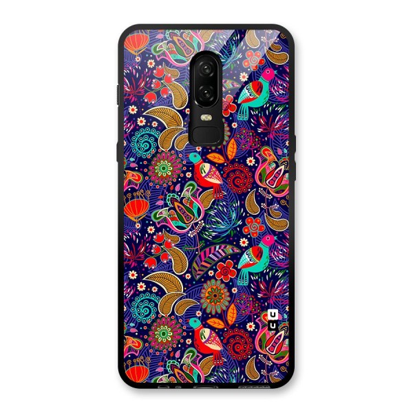 Floral Seamless Pattern Spring Flowers Glass Back Case for OnePlus 6