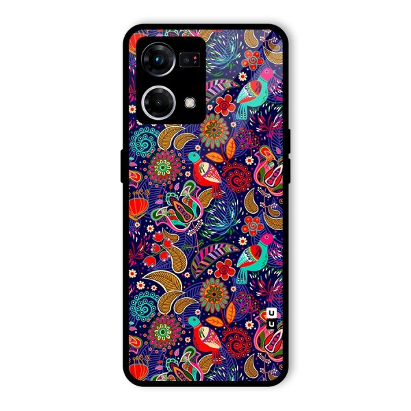 Floral Seamless Pattern Spring Flowers Glass Back Case for Oppo F21 Pro 4G