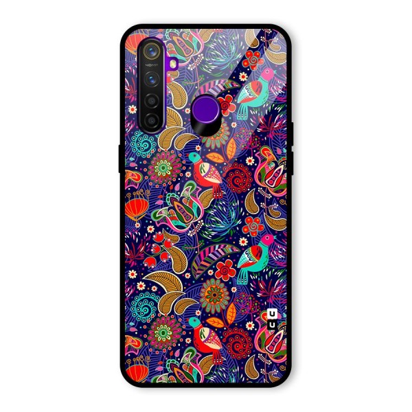 Floral Seamless Pattern Spring Flowers Glass Back Case for Realme 5 Pro