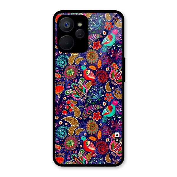 Floral Seamless Pattern Spring Flowers Glass Back Case for Realme 9i 5G