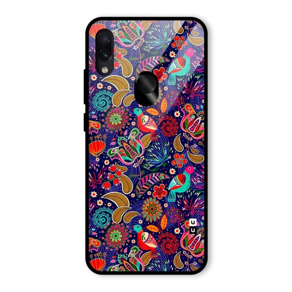 Floral Seamless Pattern Spring Flowers Glass Back Case for Redmi Note 7S