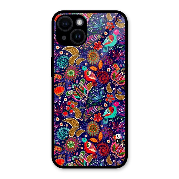 Floral Seamless Pattern Spring Flowers Glass Back Case for iPhone 14