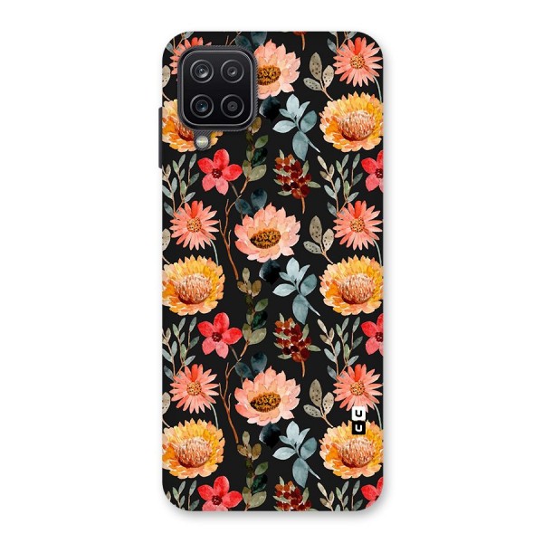 Florals Wonderful Pattern Glass Back Case for Galaxy A12