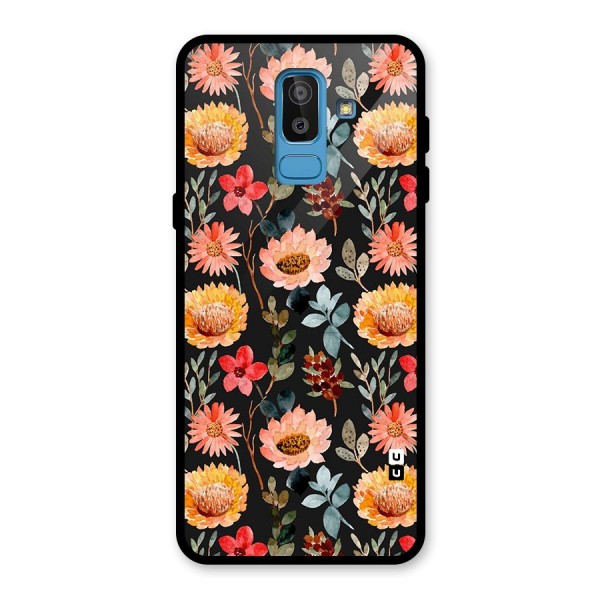 Florals Wonderful Pattern Glass Back Case for Galaxy J8