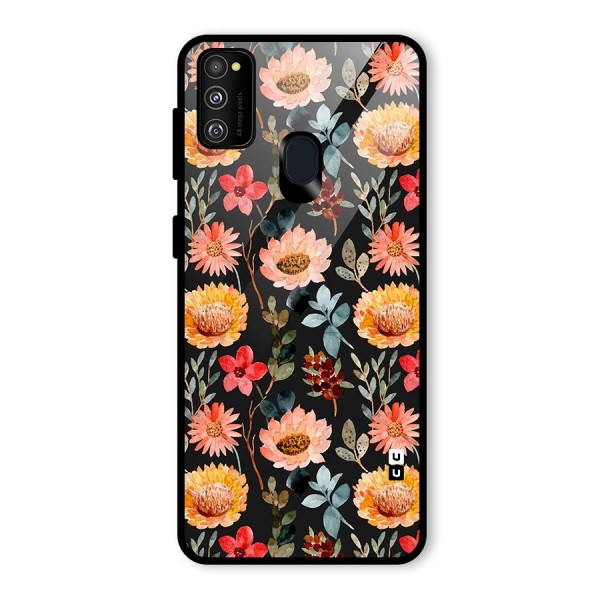 Florals Wonderful Pattern Glass Back Case for Galaxy M21