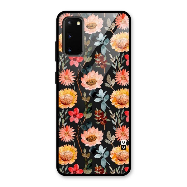 Florals Wonderful Pattern Glass Back Case for Galaxy S20