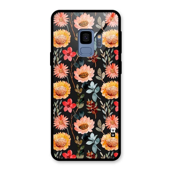 Florals Wonderful Pattern Glass Back Case for Galaxy S9