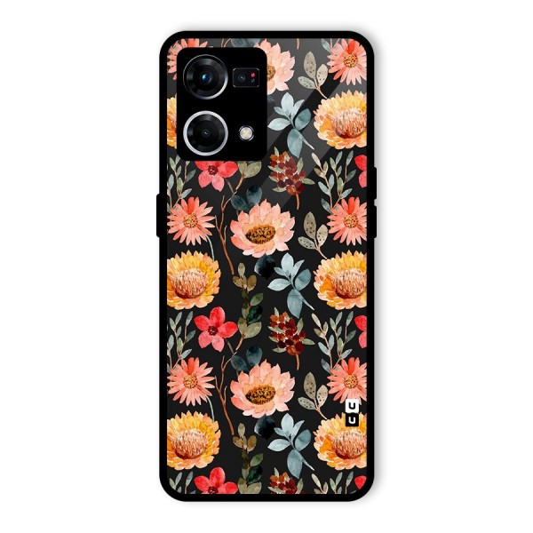 Florals Wonderful Pattern Glass Back Case for Oppo F21 Pro 4G
