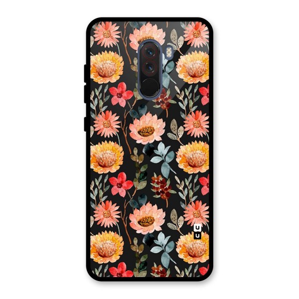 Florals Wonderful Pattern Glass Back Case for Poco F1