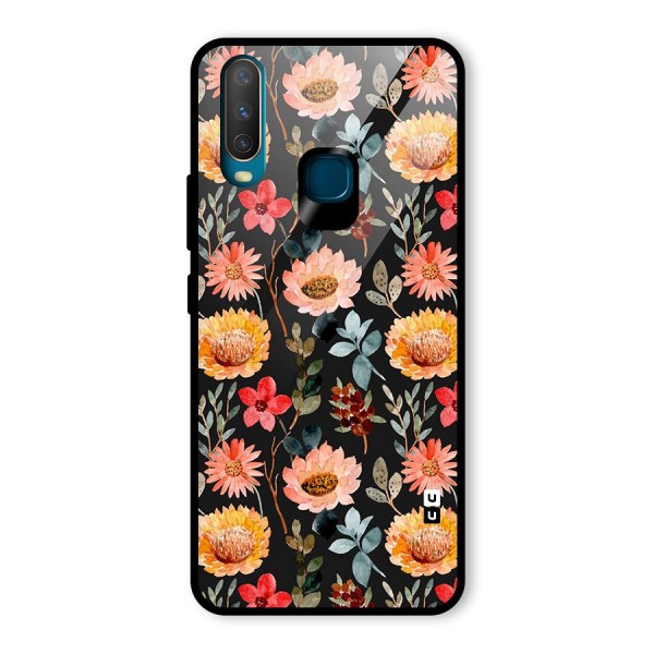 Florals Wonderful Pattern Glass Back Case for Vivo Y15