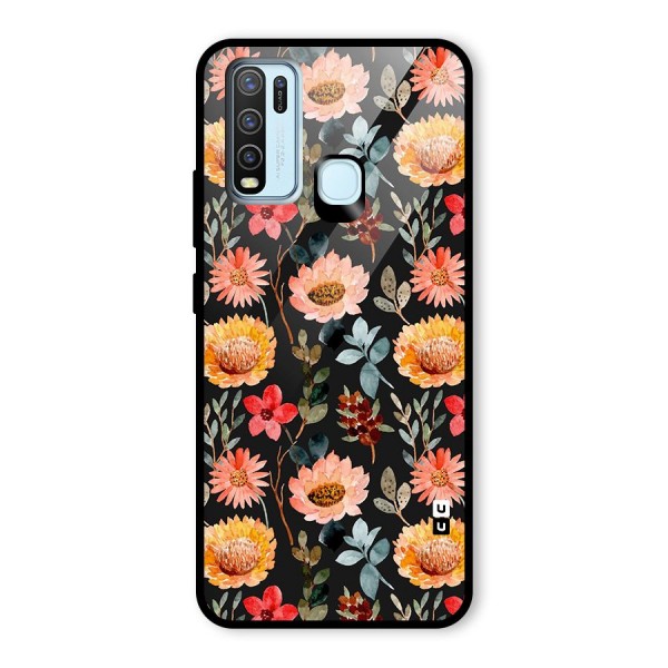 Florals Wonderful Pattern Glass Back Case for Vivo Y30