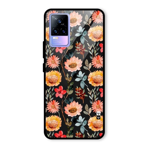 Florals Wonderful Pattern Glass Back Case for Vivo Y73