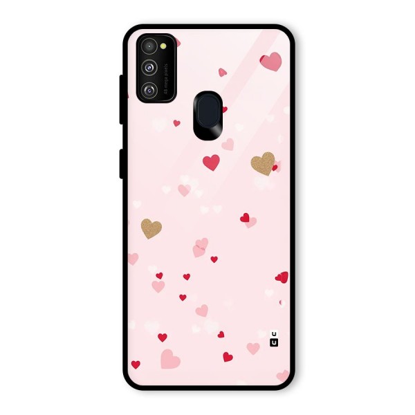 Flying Hearts Glass Back Case for Galaxy M21