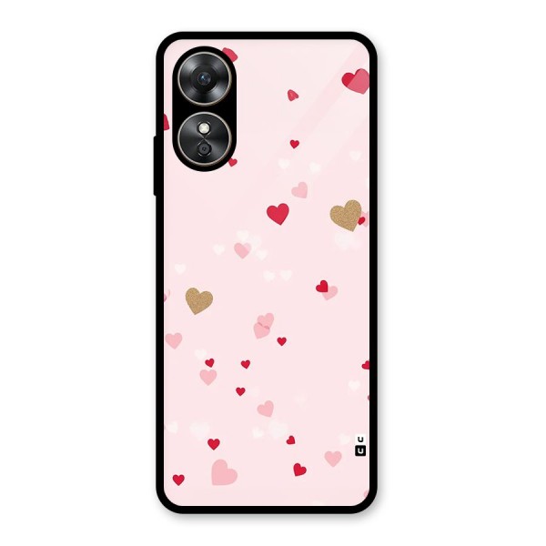 Flying Hearts Glass Back Case for Oppo A17