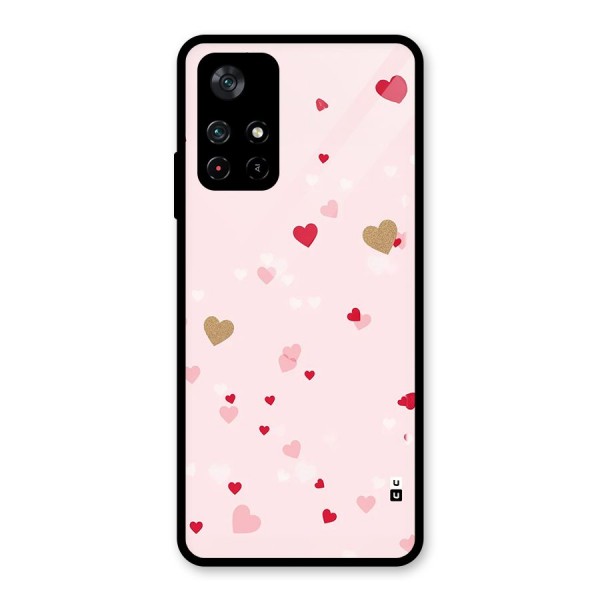 Flying Hearts Glass Back Case for Poco M4 Pro 5G