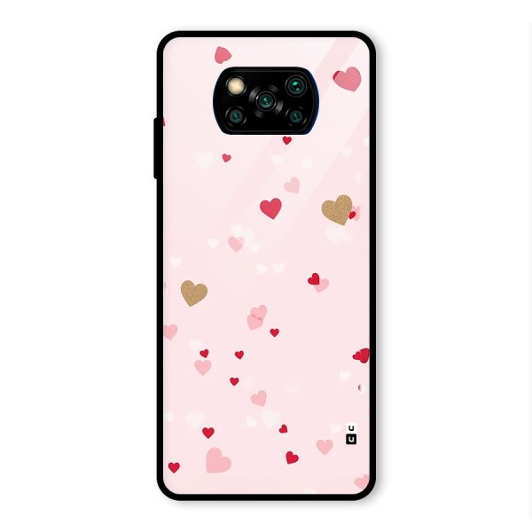 Flying Hearts Glass Back Case for Poco X3 Pro