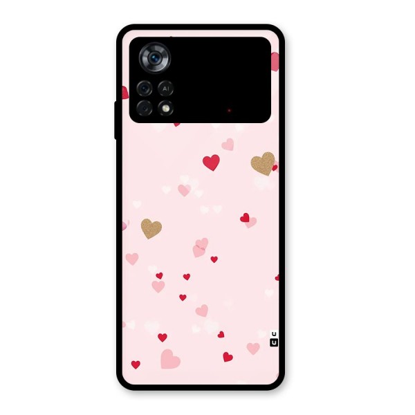 Flying Hearts Glass Back Case for Poco X4 Pro 5G