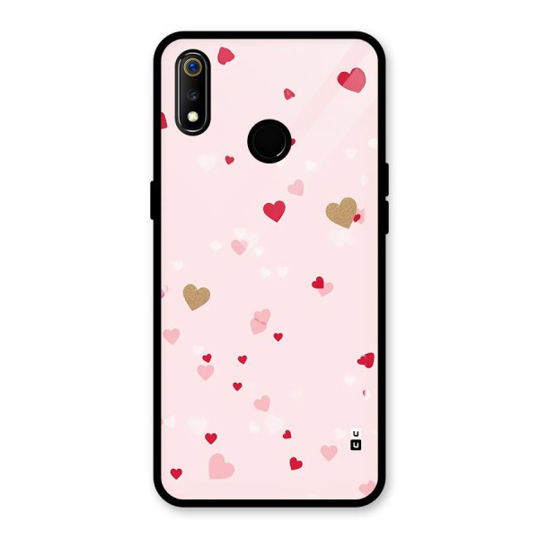 Flying Hearts Glass Back Case for Realme 3